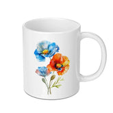 Watercolor Poppy Mug, Floral Coffee Cup, Flower Lover Gift, Artistic Mug, Poppy Art Mug, Unique Coffee Mug, Colorful Flower Mug - Tawshia